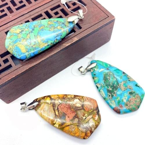 Natural Stone Turquoise Pendant Drop-shaped Polished Crafts for Jewelry Making DIY Necklace Pendants Best Creative Gifts Lovers