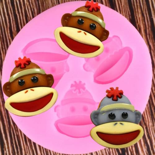 Monkey Silicone Mold DIY Cookie Baking Fondant Chocolate Mould Baby Party Cake Decorating Tools Candy Polymer Clay Moulds
