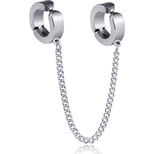 One PCS Punk Clip Earrings for Women Stainless Steel Chain Earrings Men No Piercing Party Jewelry boucle oreille femme