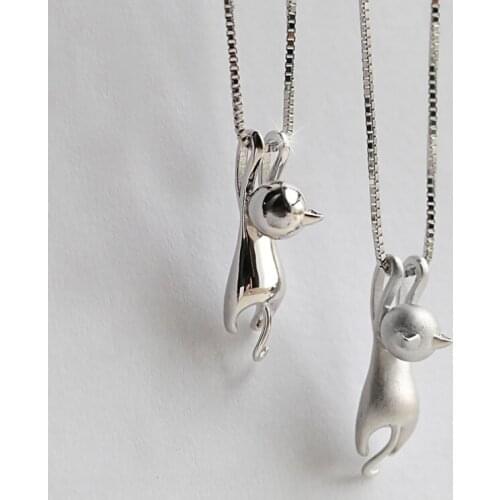 Kitten Necklaces Silver Plated Cat Pendants Kitty Necklace Jewelry Couples Gift for Women Girl Lady Dropshipping Wholesale
