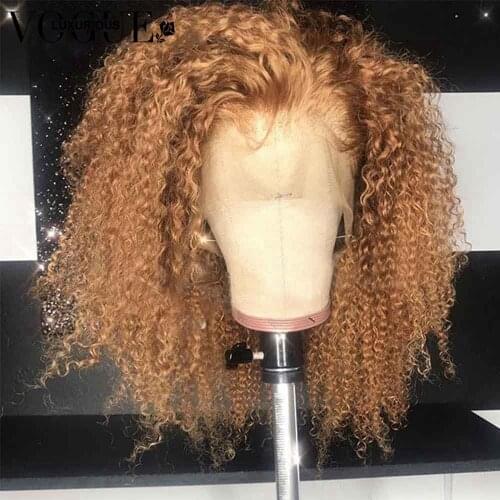 Brown Kinky Curly Human Hair Wig Brazilian Remy 13x4 Lace Front Wig Honey Blonde Wigs For Women Human Hair 5x5 Lace Closure Wig