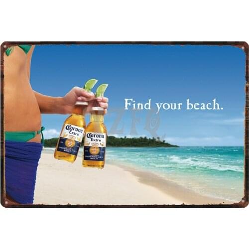 Beer Tin Sign Plaque Metal Vintage Beach Retro Plate Wall Pub Restaurant kitchen Home Art Music Bar Decor Wall Sticker DU-2615