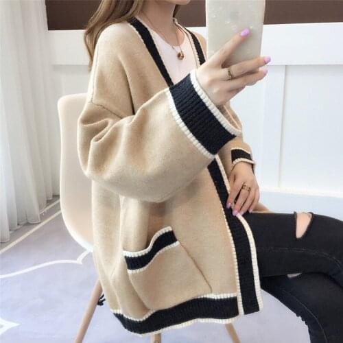 Casual Autumn Womens Cardigan 2021 New Loose Single-breasted Harajuku Style Knitted Cardigan Blusa De Frio Feminina Wm