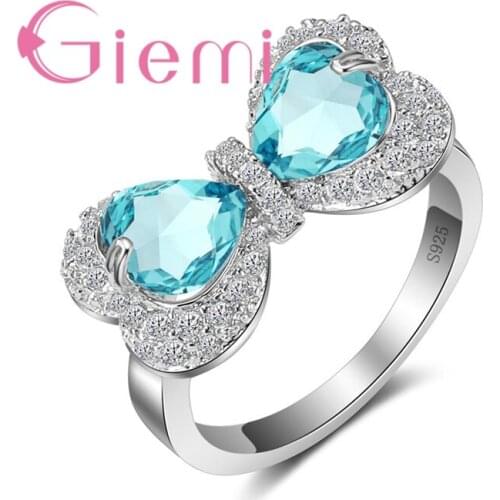 Exaggerate Cute Bowknot Rings for Girls Birthdy Gifts Hot Sale 925 Sterling Silver Top Rated Women Engagement Anel
