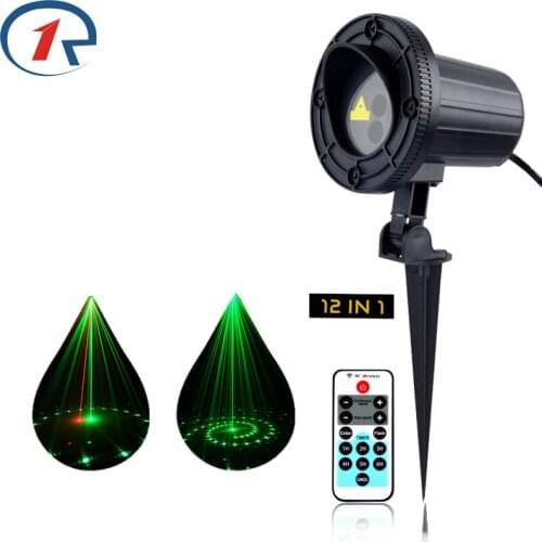 ZjRight IR Remote Red Green 12pattern Laser Lights Outdoor garden projection floor lamp party KTV bar dj night stage disco light