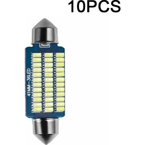 10pcs Double tip Internal Blub Car 42MM Light White Festoon Error Free 36 3014 SMD LED Roof light