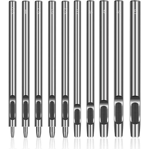 10 pieces of leatherRound punch kit belt strap hollow DIY tool round punch steel punch chisel leather punch cutting tool 0.5-5mm