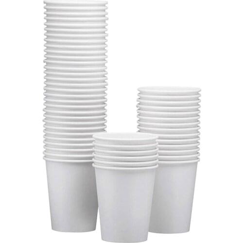 100-Pack 8 Oz White Paper Disposable Cups - Hot/Cold Beverage Drinking Cup for Water, Juice, Coffee or Tea - Perfect for Water C