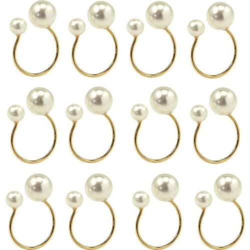 12Pcs Metal Napkin Ring Toast Buckle Napkin Western Table Buckle Napkin Ring Pearl Meal
