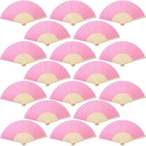 METABLE 18pcs Silk Handheld Fans Bamboo Folding Fans for Wedding Decoration, Church Wedding Gifts Party Favor DIY with gift box