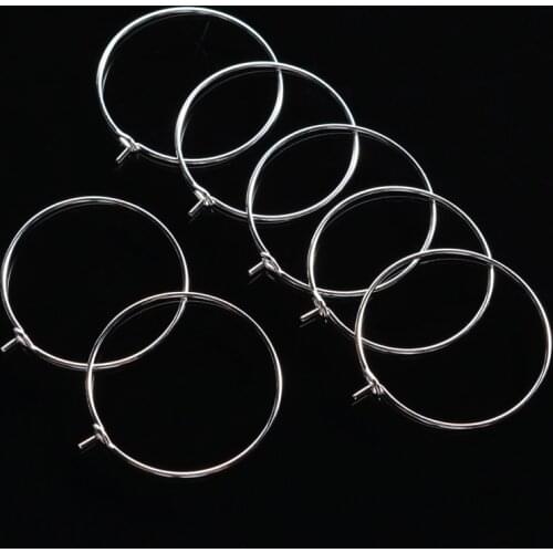 100pcs Silver Wine Glass Labelling Wire Small Pendant Ring DIY Earrings Accessories Wine Cup Mark Circle Rings 20/25/30mm