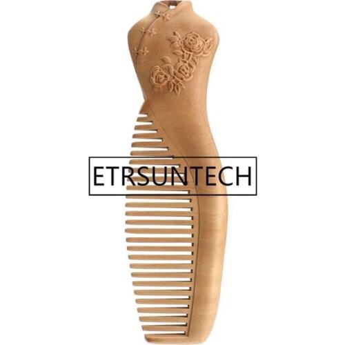30pcs Boutique Hand-carved Peach Wood Craft Comb for Hair Cheongsam Massage Combs Hair Brush Styling Tools Party Gift