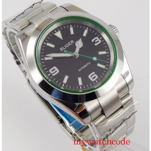 36mm BLIGER Polished Bezel Sapphire Crystal Fit NH35 MIYOTA 8215 Automatic Movement Luminous Hands Oyster Bracelet