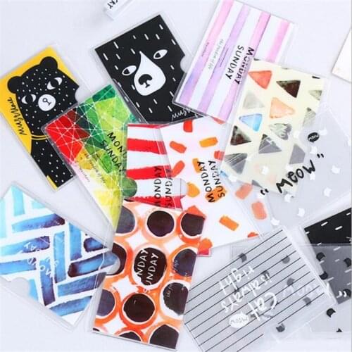5PCS PVC Card Case Student Bank Credit Card Protective Cover Translucent Frosted Cute Cartoon BUS Card Holder Protector