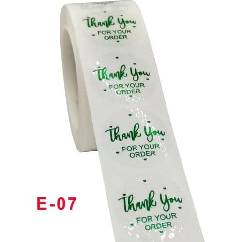 500pcs Clear Green Foil Business Label Thank You for your Order Stickers for Baking Packaging Seal Labels Stationery Stickers