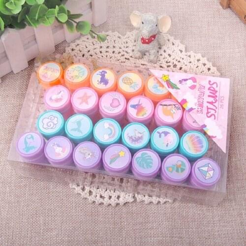 52pcs/Bag Stamps Toys New Preferential Cartoon Animals Fruits Letter School Rewards Children The PVC Box