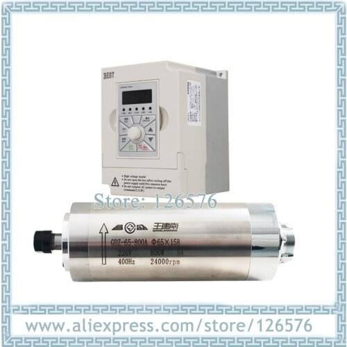 800w spindle motor 0.8kw ER11 24000rpm water cooled spindle motor 65mm*158mm + 1.5KW AC220V VFD Inverter