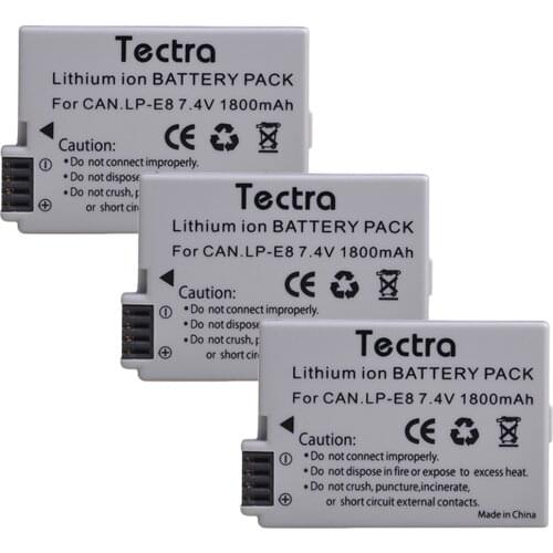3pc 1800mAh LP-E8 LP E8 LPE8 Camera Li-ion Battery for Canon EOS 550D 600D 650D 700D Kiss X4 X5 X6i X7i Rebel T2i