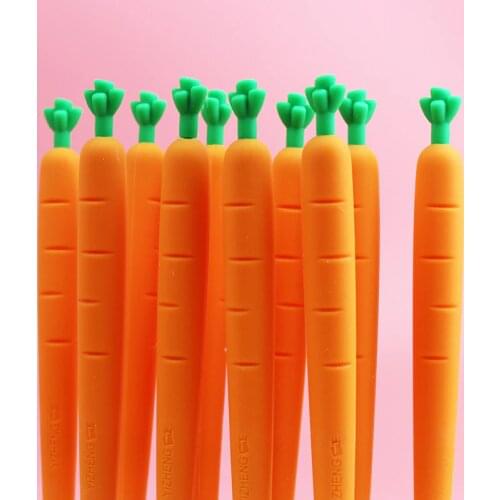 1X Kawaii Silicone Velvet Carrot Vegetable Press Automatic Mechanical Pencil School Supply Student Stationery 0.5mm