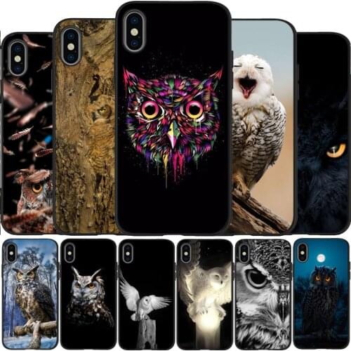 Animal Owl Black Silicone Phone Case For IPhone 12 Mini 11 Pro Max XR XS XSMax X 5 5S SE 2020 6 7 8 Plus TPU Cover