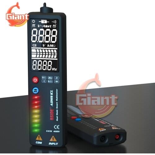 ADMS1CL Dual-mode Digital Multimeter Smart DC AC Voltmeter Voltage Indicator Ohm Hz NCV Detector Hidden Wire Tester LCD Display