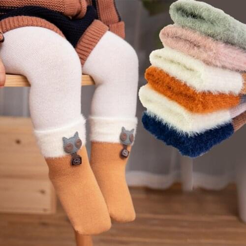 Toddler anti slip socks girl boy newborn infant baby winter cotton terry children kid thick warm cartoon animal velvet long sock