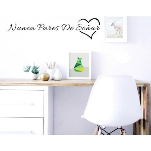 Spanish Quotes Never Stop Dreaming Wall Sticker Nunca dejes de sonar Vinilos Paredes Papers Wall Decal Home Decoration Z963