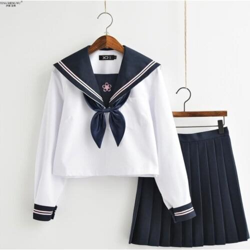 New Arrival Japanese JK Sets School Uniform Girls Sakura Embroideried Autumn High School Women Novelty Sailor Suits Uniforms XXL