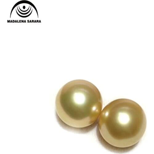 MADALENA SARARA Genuine Pearl AAA Seawater Pearl Round Champagne and Dark Gold Without Flaw Luxury Pearl Loose Bead
