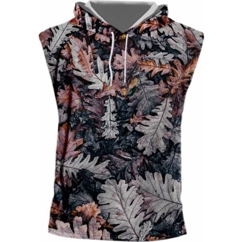 IFPD EU/US Size 3d Print Hooded Tank Top Retro Dead Leaves Streetwear Weed Plant Casual Fitness Fashion Harajuku Plus Size Vest
