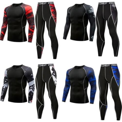 Mens tracksuit compression tight thermo underwear for men vetement homme quickly drying sets