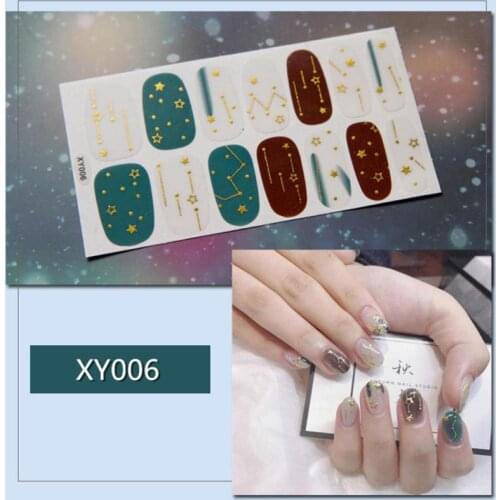 12 Colors Full Cover Nail Sticker Star Moon Colorful Shiney Glossy With Nail File DIY Design Decoration Nail Art Patch Manicure
