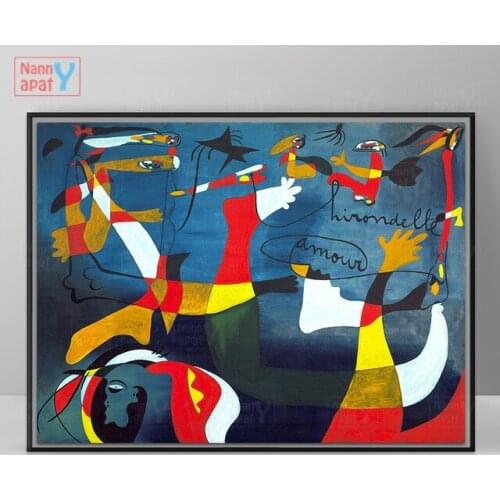 Joan Miro Famous Abstract Printed Canvas Painting Wall Art Posters HD Printed Oil Paintings for Modern Home Living Room Decor
