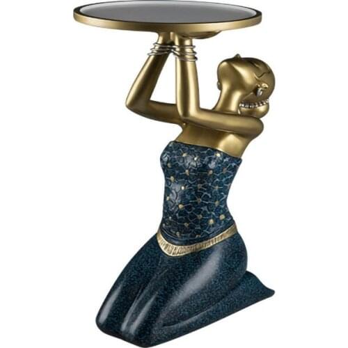 Nordic Modern Home Decoration Statue Resin Kneeling Girls Figurine Storage Tray Floor Stand Figurine Living Room Decor Sculpture