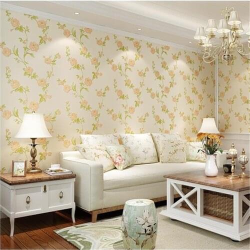 Beibehang Romantic Pastoral Style Wallpaper Warmer Non Woven Wallpaper Living Room Girl Wedding Wall Background papel de parede