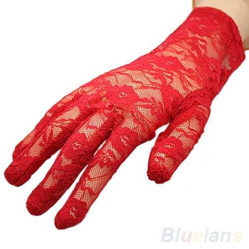 Newest Womens Sexy Black Red White Beige Driving & Evening Lace Gloves