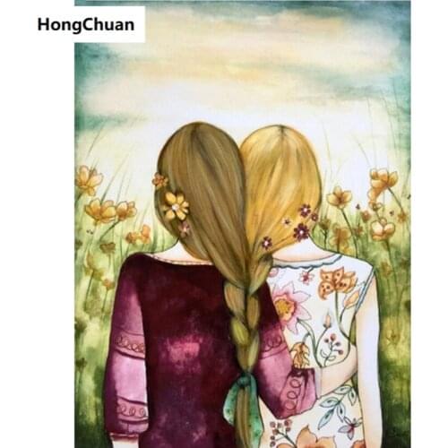 Sisters back viewfigure 5D DIY square/round diamondpainting mosaicdiamondembroidery mural crossstitch needlework home decoration