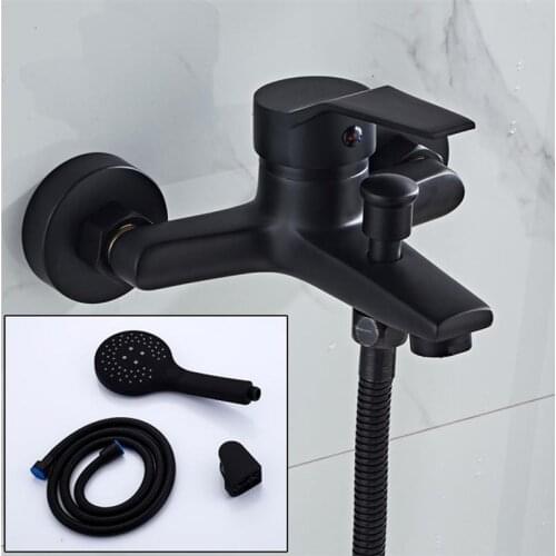 Hot And Cold Bath Faucets Three Bath Shower Faucets In Wall Bathroom Faucet Black Brass Bathtub Faucet Bathroom Accessories