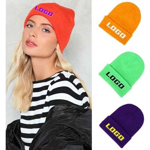 Design Your Own Beanie Custom Beanie Print or Embroider Text LOGO Men Winter Hat Women Skullies Beanies