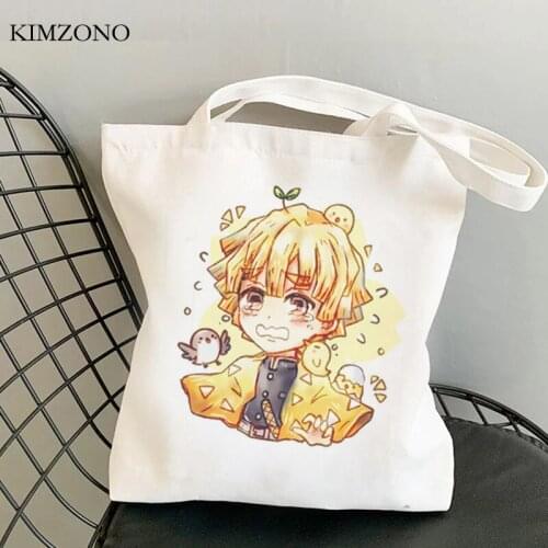 Demon Slayer Kimetsu No Yaiba shopping bag grocery cotton bolsas de tela eco bag reusable foldable shoping sacola sac tissu