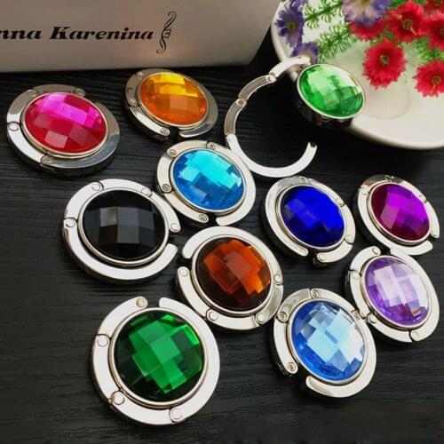 Alloy Magic Hooks Hanger Holder Circle Shape Folding Women Bag Hanger Acrylic Hanging Drop Metal Bags Accessories