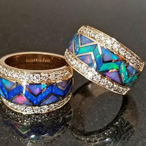 Geometric Fashion New Classic Color Opal Ring Women Memorial Ring Jewelry Valentines Day Party Jewelry Gift Wholesale