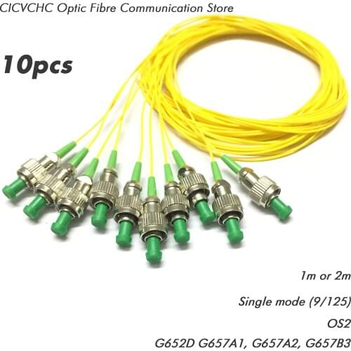 10pcs FC/APC Fiber Pigtail with Single mode (G652D, G657A1, G657A2, G657B3)-0.9mm cable-1m or 2m