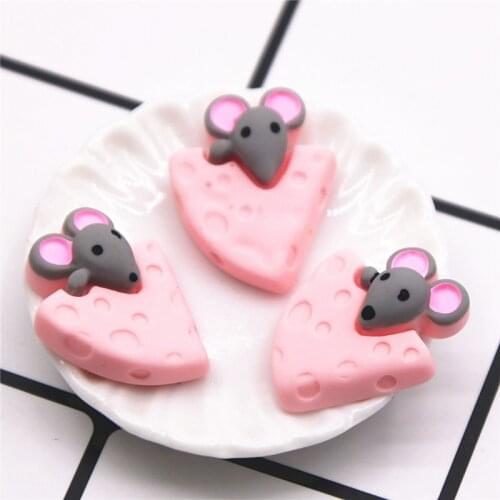 Cheese and Mouse 10PCS Resin Flatback Cabochon Miniature Food Art Supply Decoration Charm mini craft
