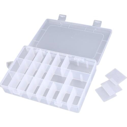 24 Grid Portable Adjustable Compartment Storage Box Pill Buttonand Bead Screw Earring Jewelry Organizer Box Container For home