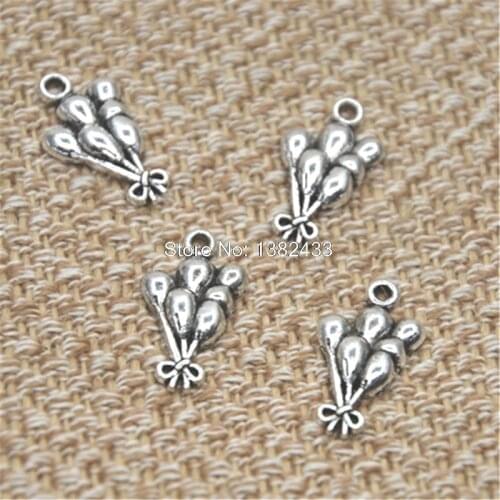 30pcs Balloon Bouquet Charm Antique silver tone Balloon charm pendant 12x22mm