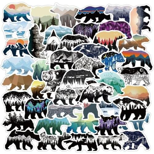 50pcs Funny landscape Bear Graffiti Stickers Toy Waterproof Travel Suitcase Fridge Luggage Laptop Bicycle Phone Car Sticker