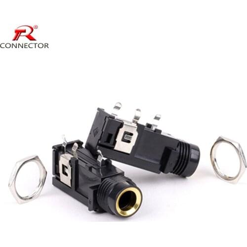 8pcs Mono 6.3 6.35mm socket with a breakaway contact group, gold plated, 6.35mm microphone audio chassis panel mount connector
