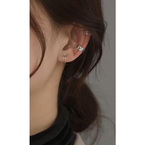 925 Sterling Silver Pin Ear Bone Clip Ear Clip No Ear Hole, Retro Hong Kong Style High-level Sense, Increase Charm
