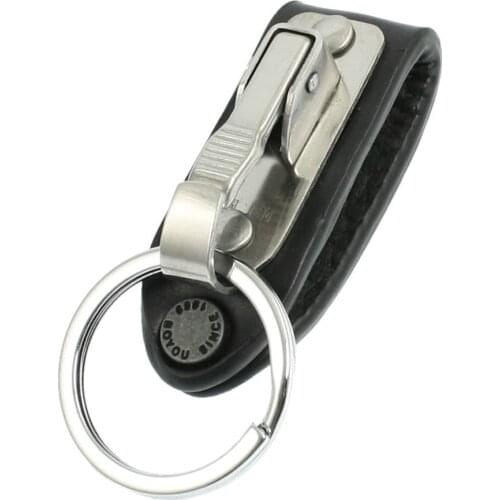 BMBY-Stainless Steel Keyring Design Faux Leather Belt Loop Key Chain